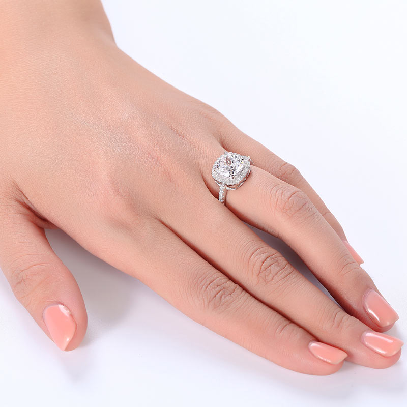 Solid 925 Sterling Silver Bridal Wedding Anniversary Engagement Ring 3 Carat Cushion Cut
