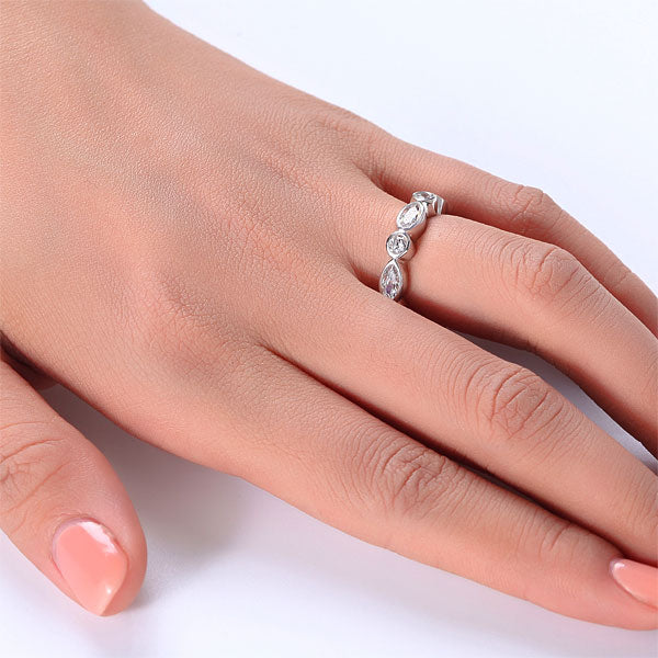 Marquise Solid 925 Sterling Silver Eternity Band - View 2 | SelinJewels