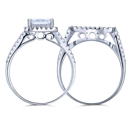 1.5 Carat Princess Simulated Diamond Wedding Ring Set - View 4 | SelinJewels