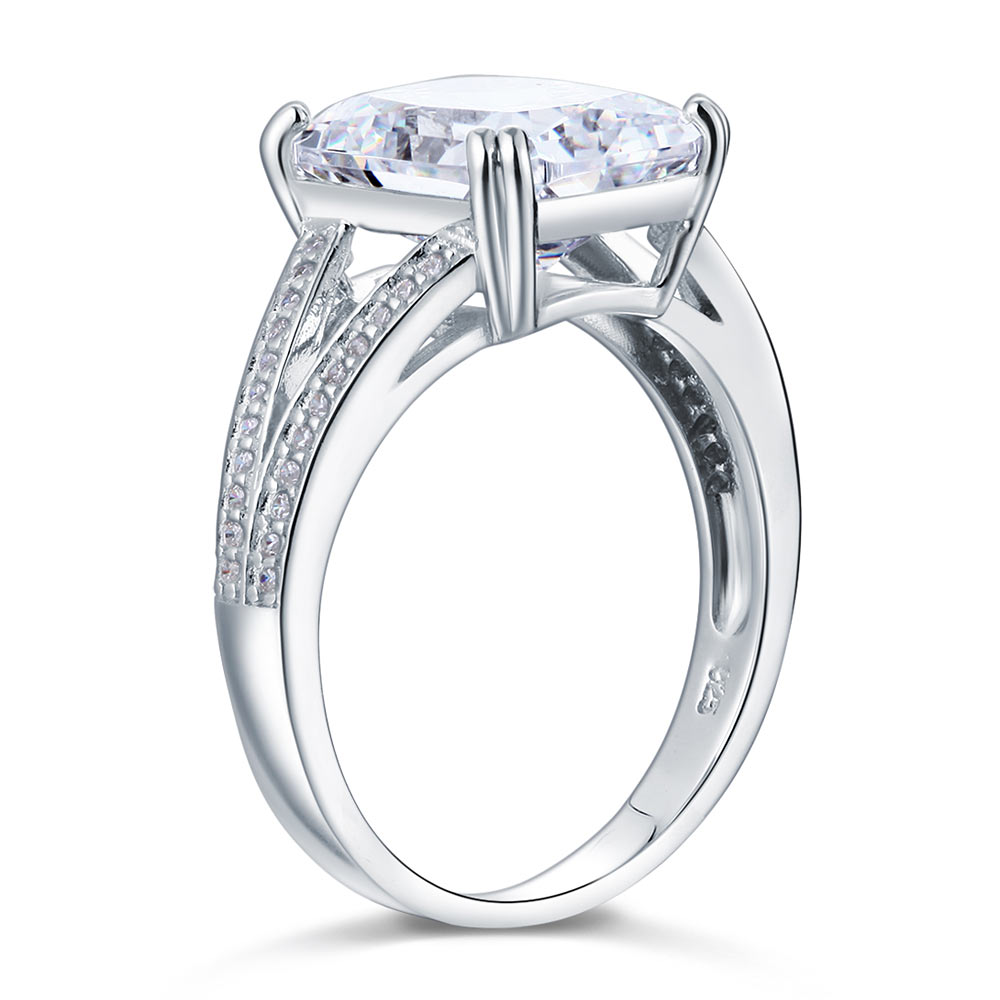 Solid 925 Sterling Silver Luxury Ring Anniversary 6 Carat Simulated Diamante