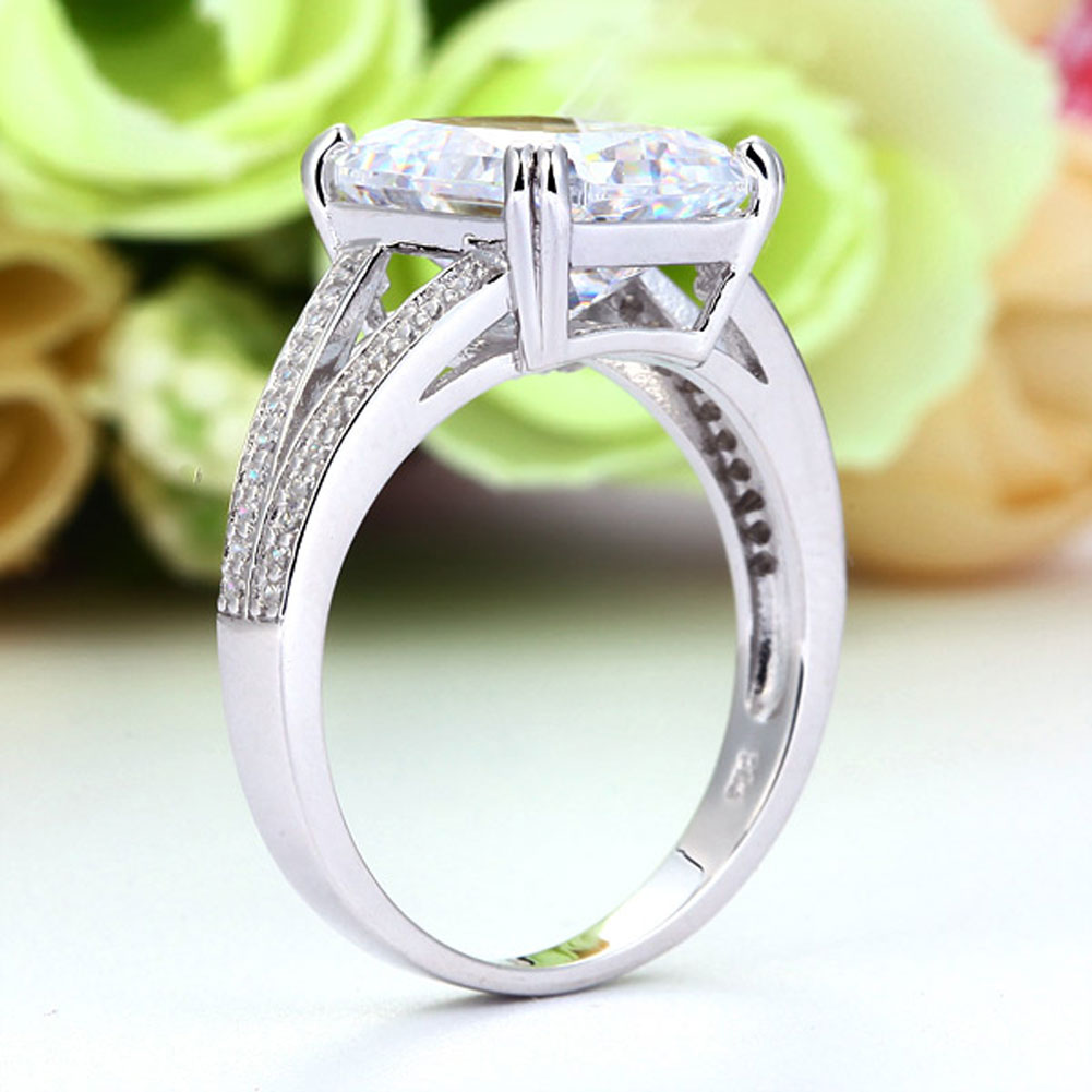 Solid 925 Sterling Silver Luxury Ring Anniversary 6 Carat Simulated Diamante
