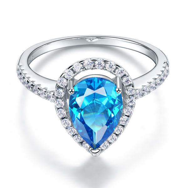 The Azure Set - blue pear ring alternate view