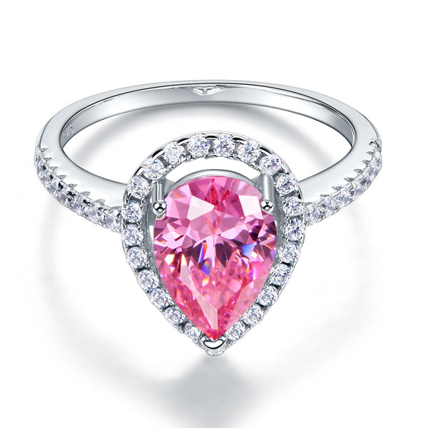 The Blush Set - pink pear ring alternate view