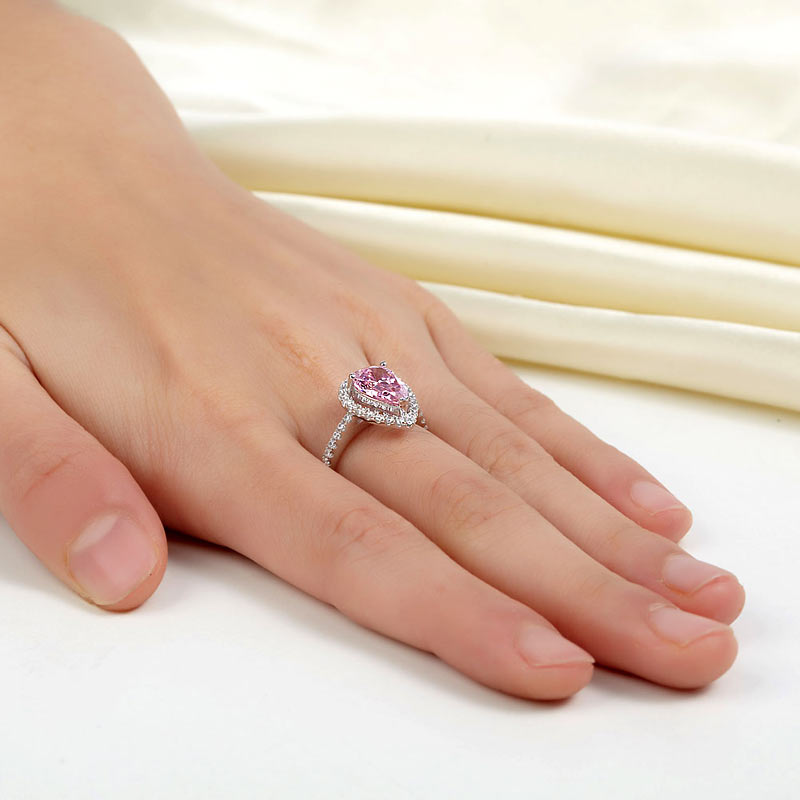The Blush Set - pink pear ring model view