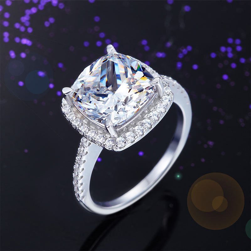 925 Sterling Silver Wedding Ring 5 Carat Diamond - View 5 | SelinJewels