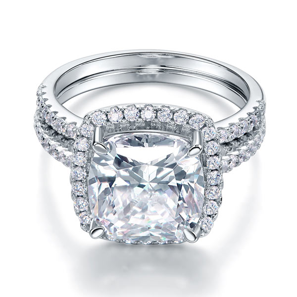925 Sterling Silver 2-Pcs Wedding Ring Set 5 Ct - View 3 | SelinJewels