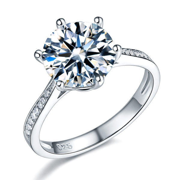 925 Sterling Silver Wedding Ring 3 Carat Diamond - View 4 | SelinJewels