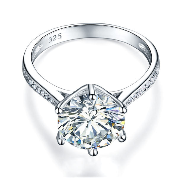 925 Sterling Silver Wedding Ring 3 Carat Diamond - View 5 | SelinJewels