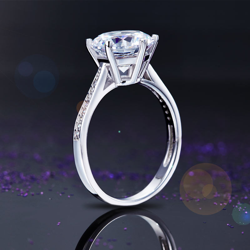 925 Sterling Silver Wedding Ring 3 Carat Diamond - View 7 | SelinJewels