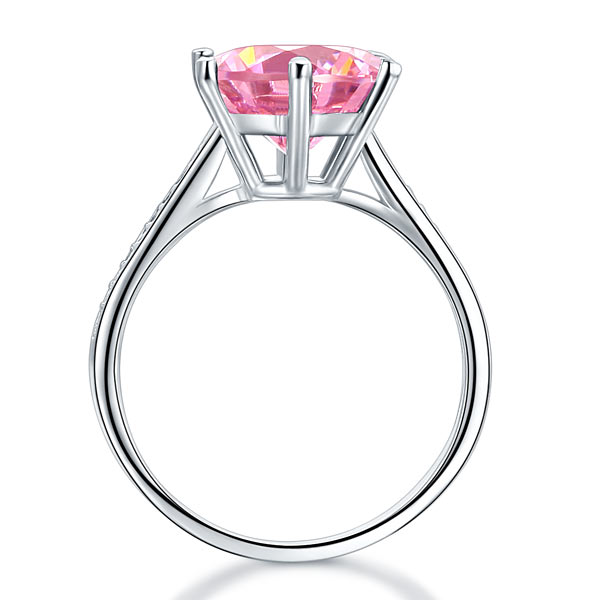 925 Sterling Silver Wedding Ring 3 Carat Pink Diamond - View 5 | SelinJewels