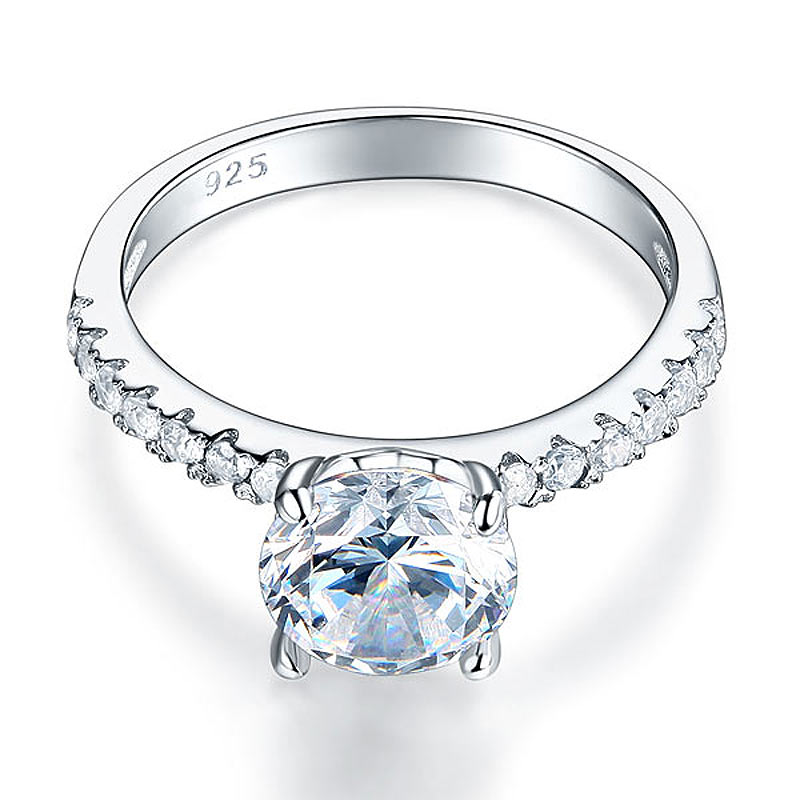925 Sterling Silver Bridal Ring 2 Carat Diamond - View 5 | SelinJewels