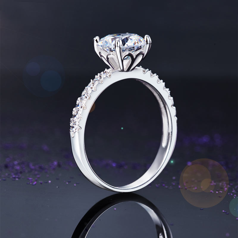 925 Sterling Silver Bridal Ring 2 Carat Diamond - View 4 | SelinJewels