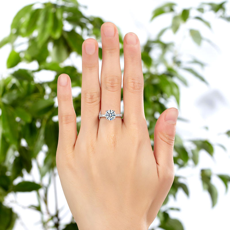 925 Sterling Silver Bridal Ring 2 Carat Diamond - View 8 | SelinJewels