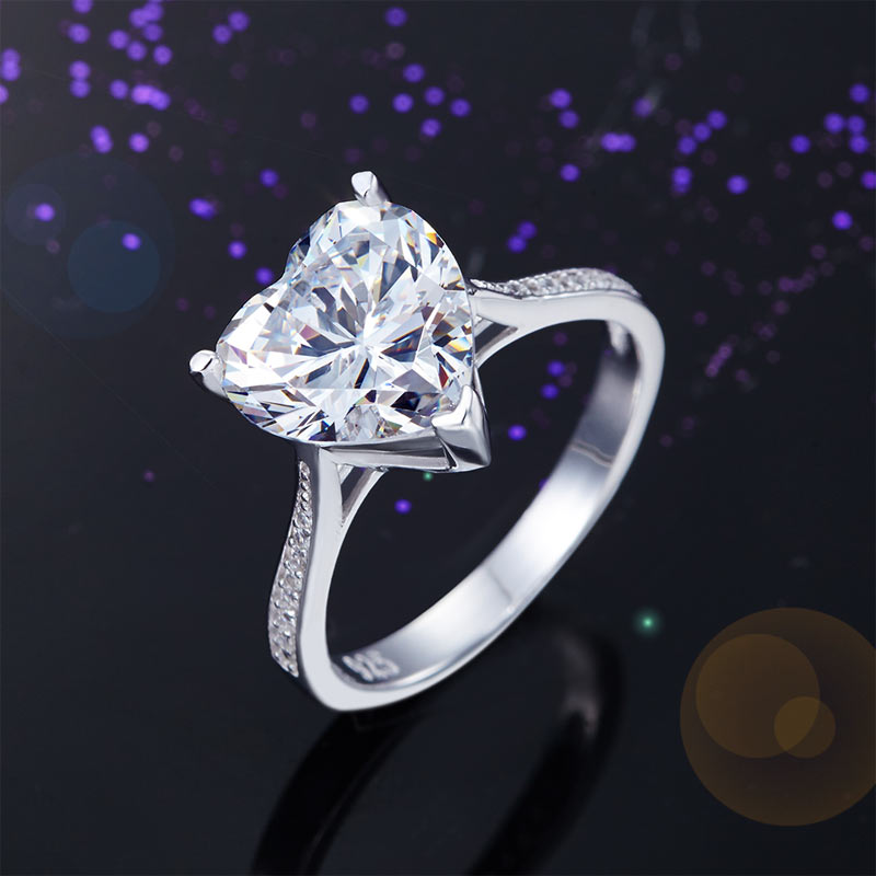 925 Sterling Silver Bridal Heart Ring 3.5 Carat - View 5 | SelinJewels
