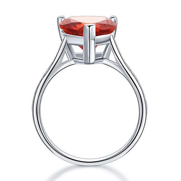 925 Sterling Silver Bridal Heart Ruby Red Ring - View 4 | SelinJewels