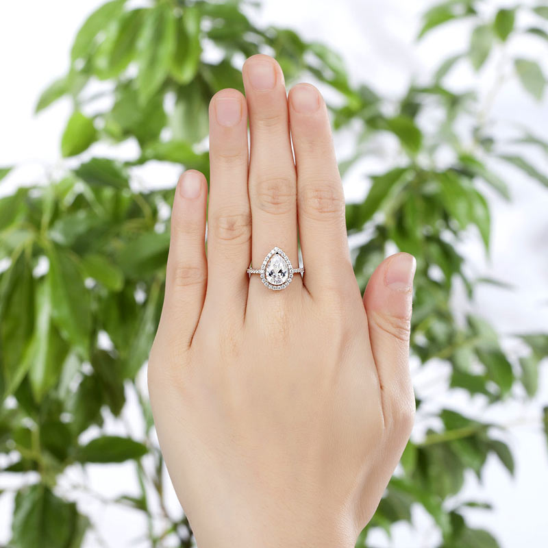 2 Ct Pear Cut Ring Promise Engagement - View 2 | SelinJewels