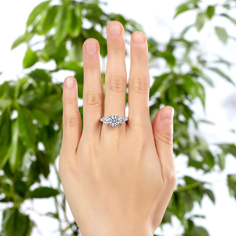 925 Sterling Silver 3-Stone Wedding Ring Vintage - View 5 | SelinJewels