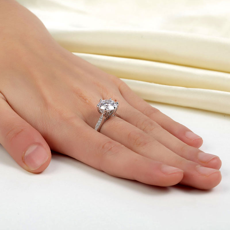 925 Sterling Silver Luxury Wedding Ring 3 Carat - View 6 | SelinJewels