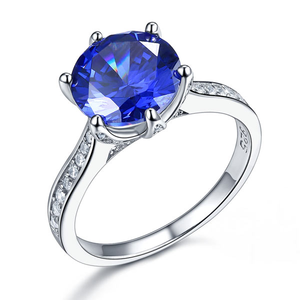 925 Sterling Silver Luxury Ring 3 Carat Blue Simulated Tanzanite | SelinJewels