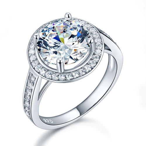 Luxury 925 Sterling Silver Halo Wedding Anniversary Ring 3.5 Ct Simulated Diamond | SelinJewels
