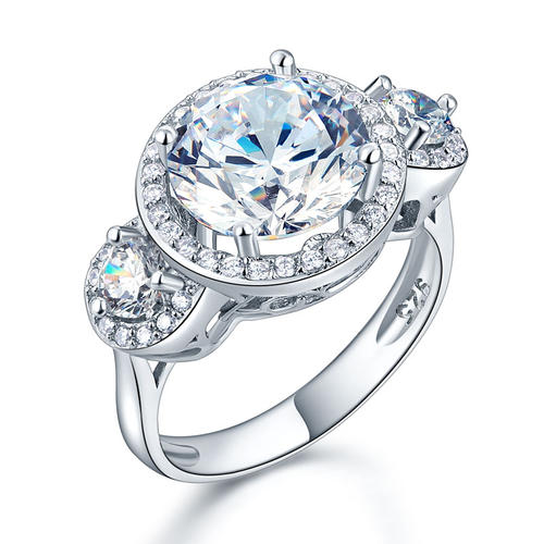 Three-Stone 925 Sterling Silver Promise Engagement Ring Vintage Art Deco 3.5 Ct | SelinJewels