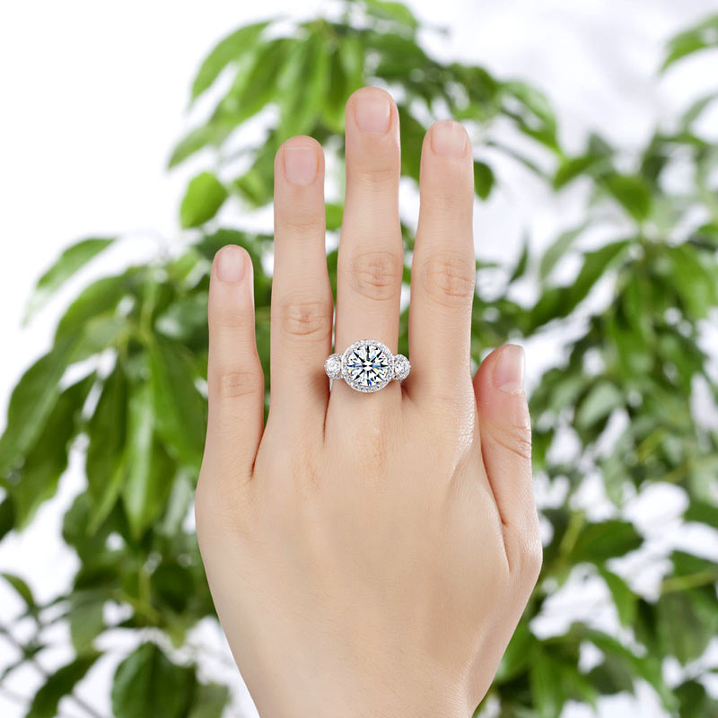 Three-Stone Promise Ring Vintage Art Deco - View 2 | SelinJewels