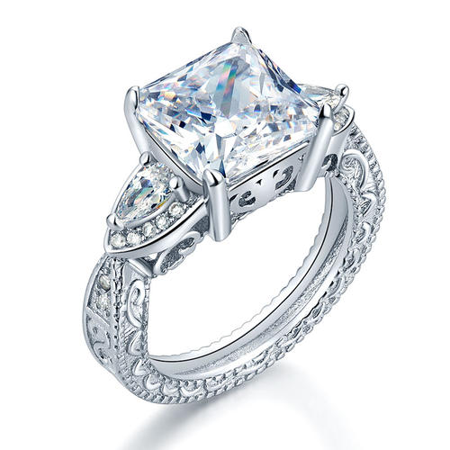 Luxury 925 Sterling Silver Vintage Wedding Engagement Ring 4 Ct Simulated Diamond | SelinJewels