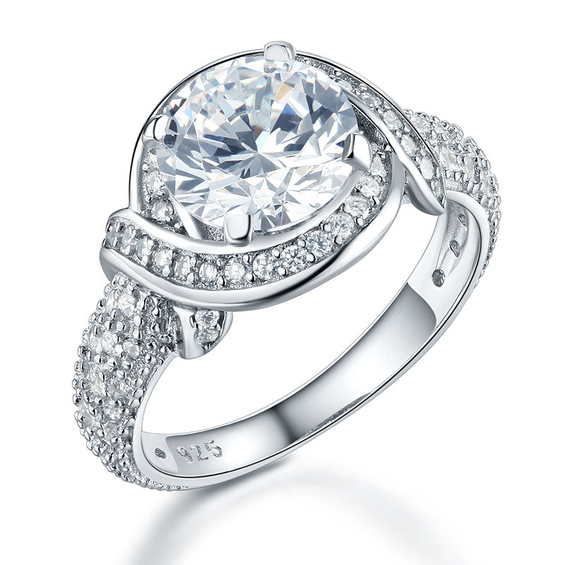 Vintage Style Art Deco 925 Sterling Silver Promise Engagement Ring | SelinJewels