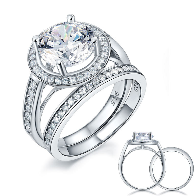 Luxury 925 Sterling Silver Promise Engagement Ring Set 3.5 Ct Vintage | SelinJewels