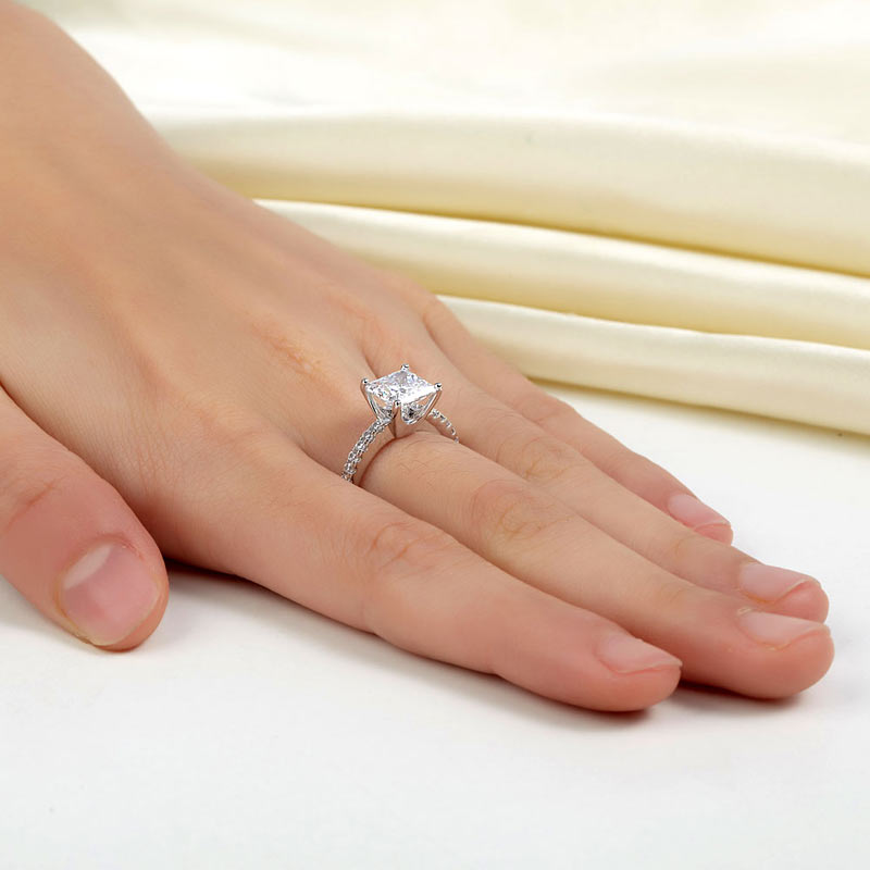 1.5 Ct Princess Cut Simulated Diamond Wedding Ring - View 2 | SelinJewels