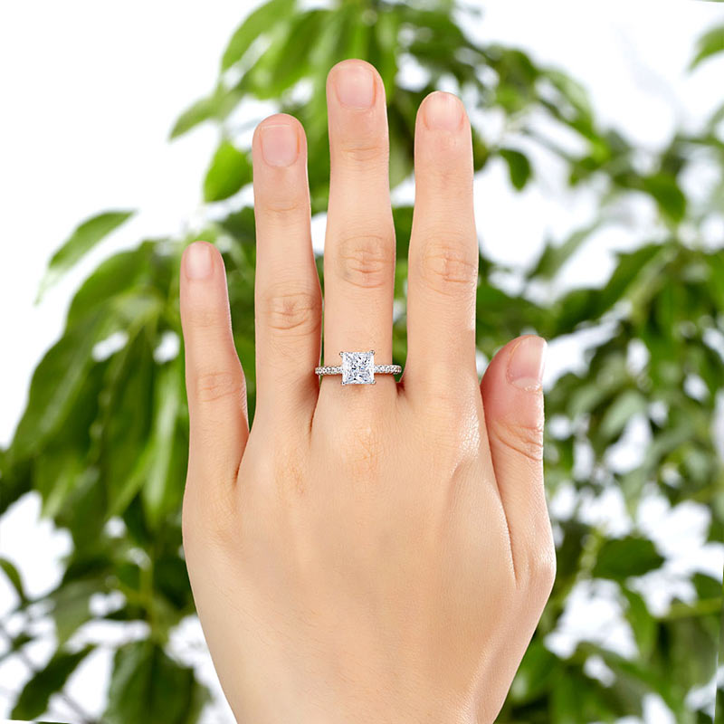 1.5 Ct Princess Cut Simulated Diamond Wedding Ring - View 5 | SelinJewels