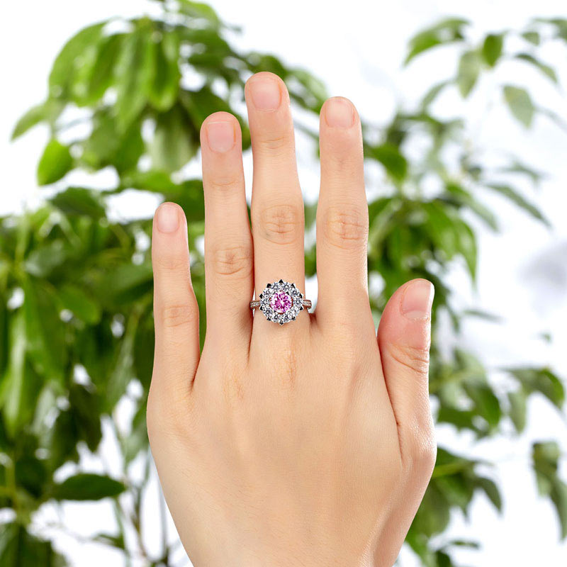 Snowflake Promise Ring Fancy Pink Diamond - View 2 | SelinJewels