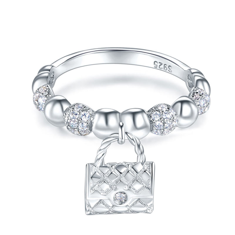 Solid 925 Sterling Silver Band Ring Dangle Purse New Style Design | SelinJewels