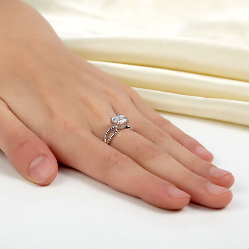 Princess Cut 1 Ct Solid 925 Sterling Silver Ring Promise Anniversary Engagement Wedding Jewelry