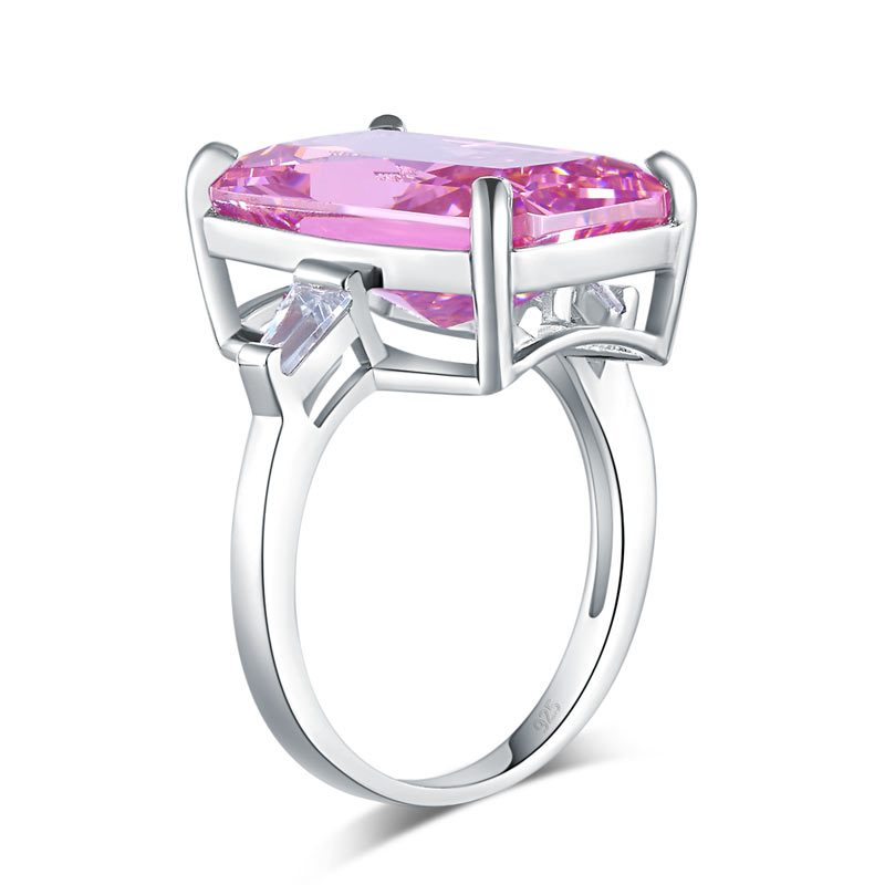 8.5 Carat Pink Simulated Diamante Stone Solid 925 Sterling Silver Ring Party Luxury Jewelry