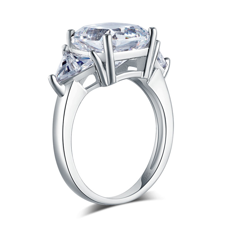 Cushion Cut 4 Carat Solid 925 Sterling Silver Ring Party Luxury Jewelry Simulated Diamante