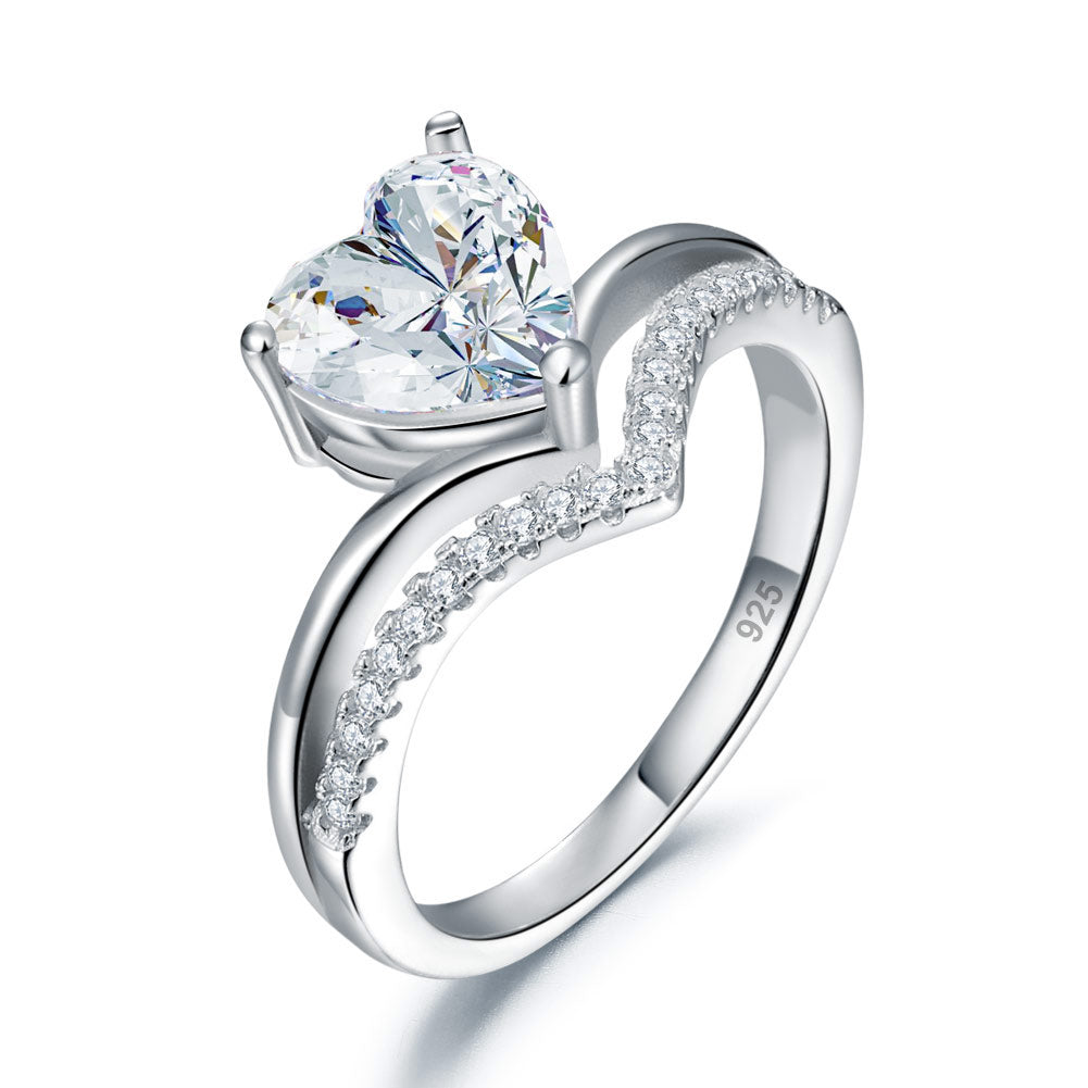 2 Carat Heart Simulated Diamond Engagement Ring 925 Sterling Silver | SelinJewels
