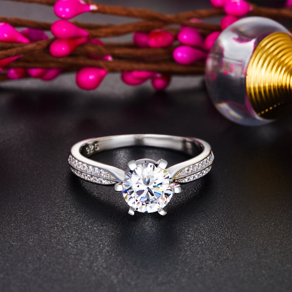Engagement Crown Ring 925 Sterling Silver 1 Ct Simulated Diamond