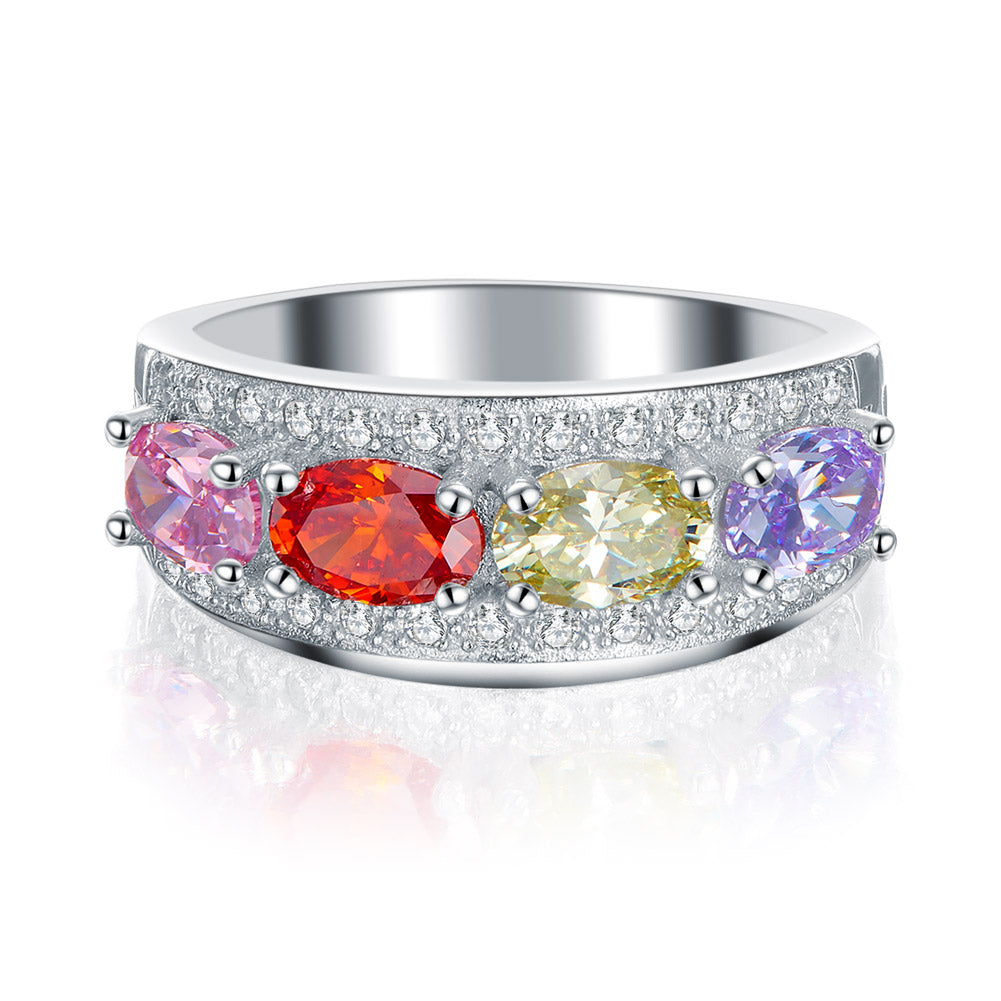 Wedding Band Multi-Color Stone Anniversary Ring - View 2 | SelinJewels