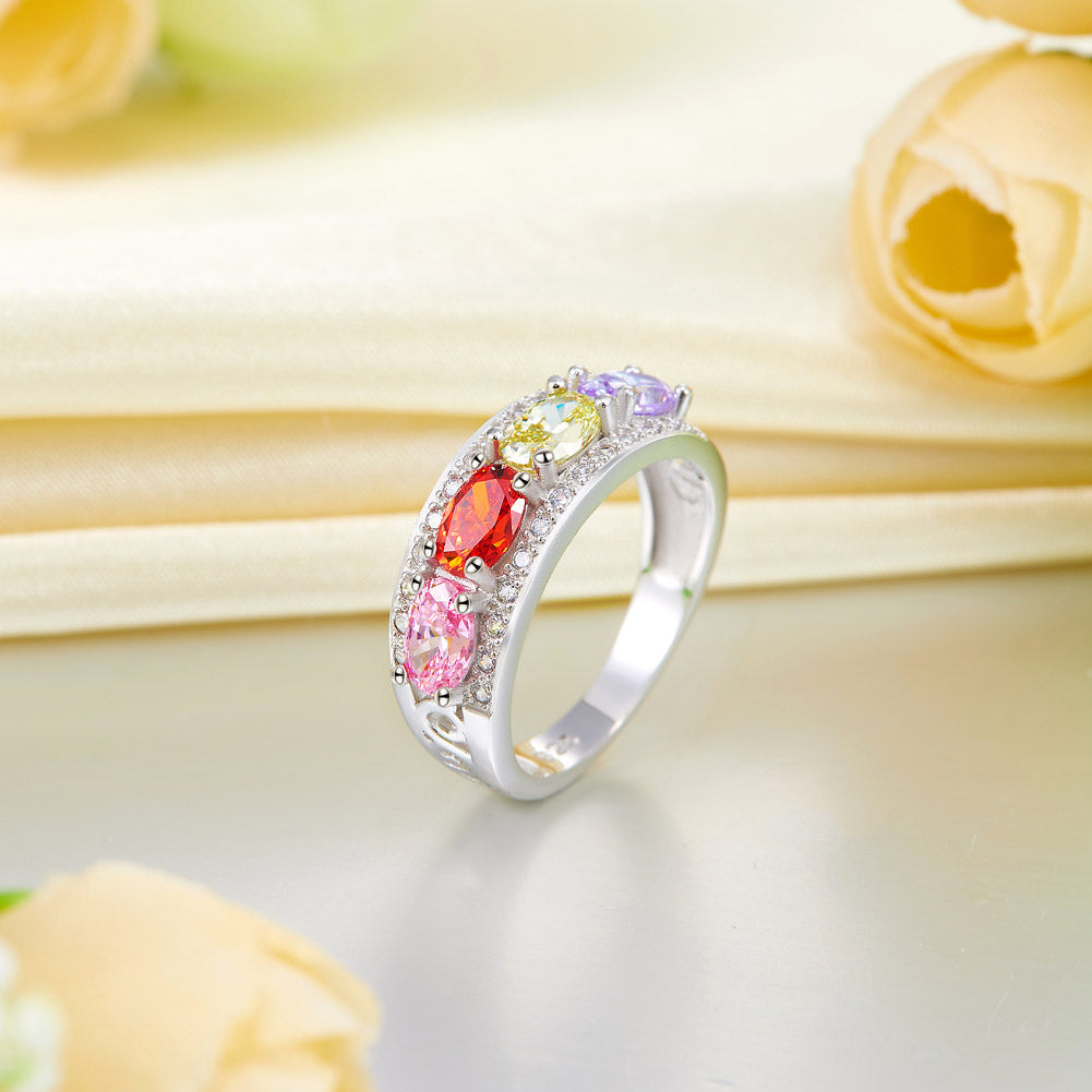 Wedding Band Multi-Color Stone Anniversary Ring - View 3 | SelinJewels