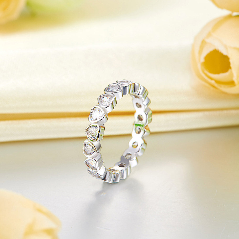 Eternity Wedding Band Heart Stacking Ring - View 3 | SelinJewels