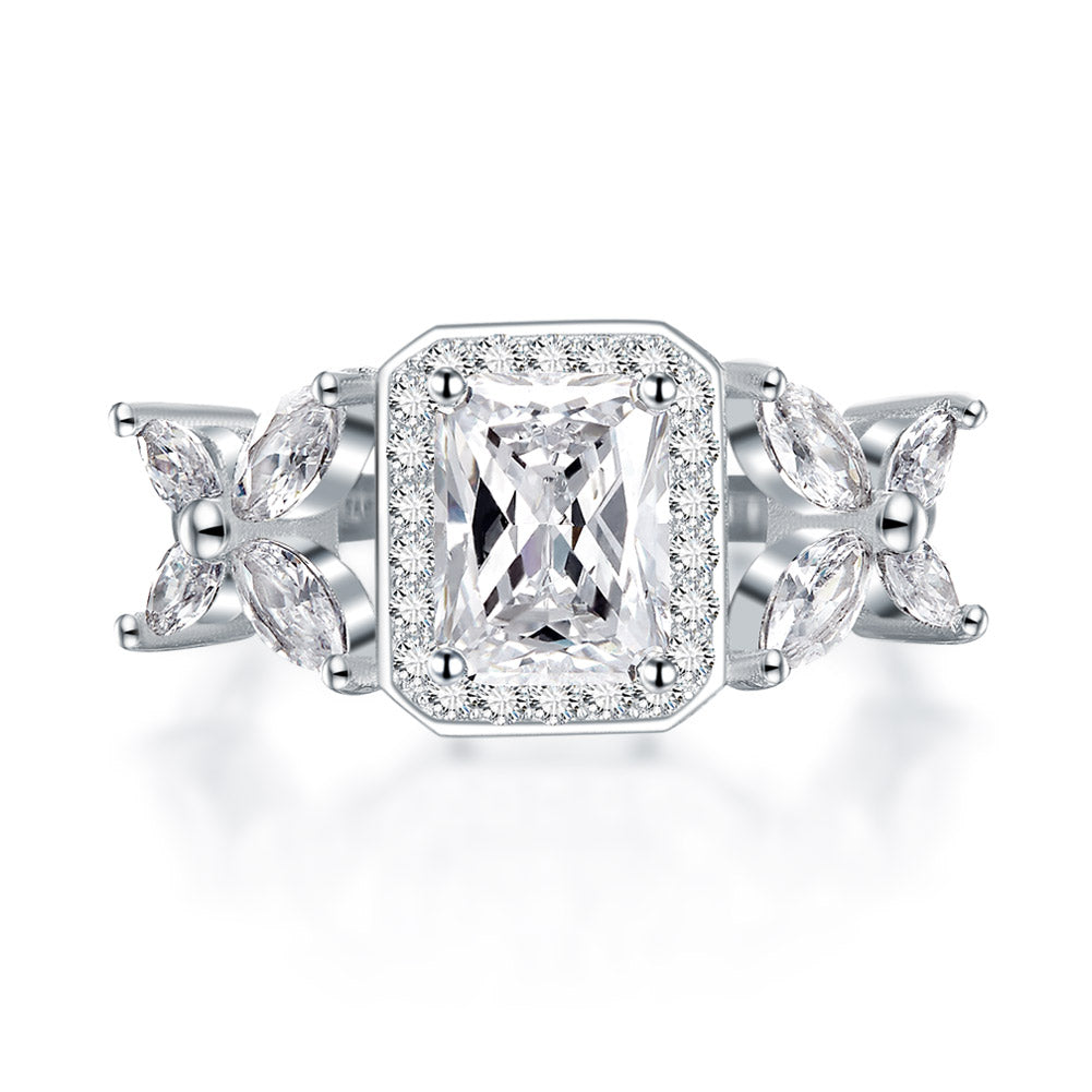 Pageant Luxury Ring Solid 925 Sterling Silver Butterfly Wedding Jewelry