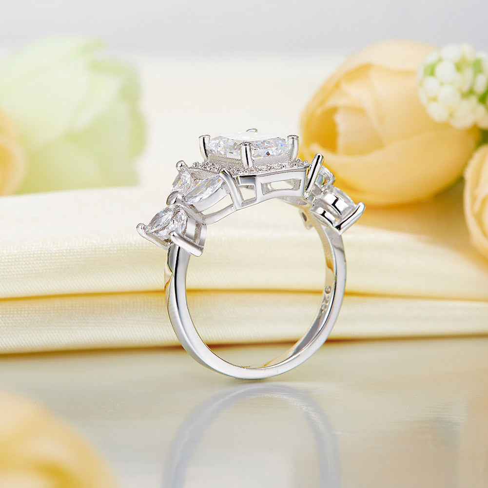 Pageant Luxury Ring Solid 925 Sterling Silver Butterfly Wedding Jewelry