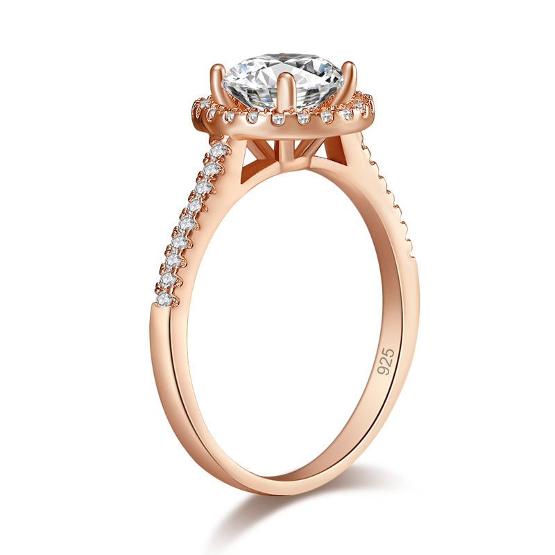 925 Sterling Silver Rose Gold Plated Ring - View 2 | SelinJewels