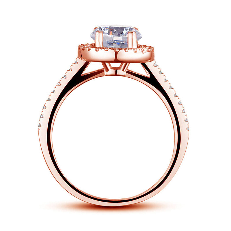 925 Sterling Silver Wedding Engagement Rose Gold Plated Ring Simulated Diamond