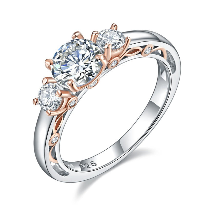 Solid 925 Sterling Silver Vintage Style Two Tone Ring - View 3 | SelinJewels