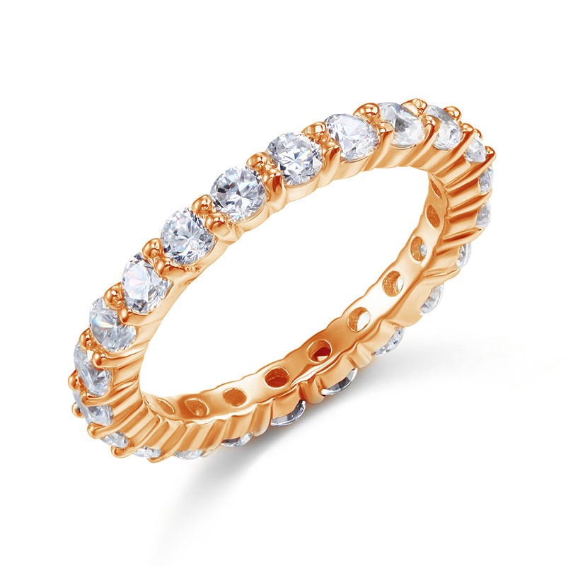 Solid 925 Sterling Silver Wedding Band Eternity Stacking Ring Rose Gold Plated | SelinJewels