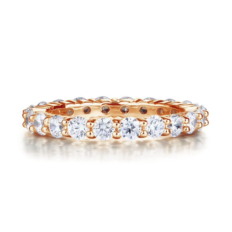 Solid 925 Sterling Silver Eternity Ring Rose Gold Plated - View 3 | SelinJewels