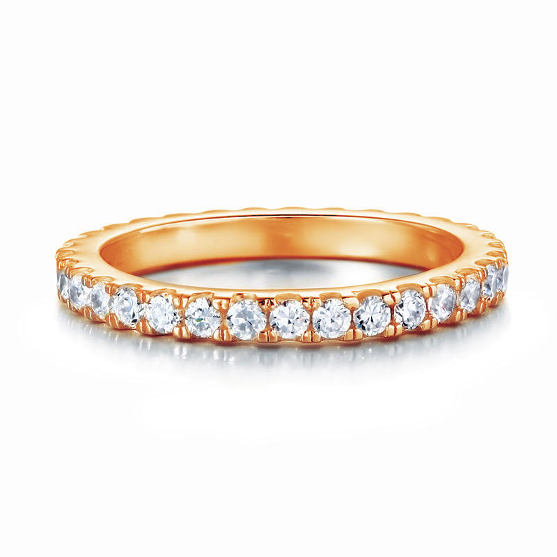 Eternity Ring Simulated Diamond Solid Sterling 925 Silver Rose Gold Plated Wedding Band | SelinJewels