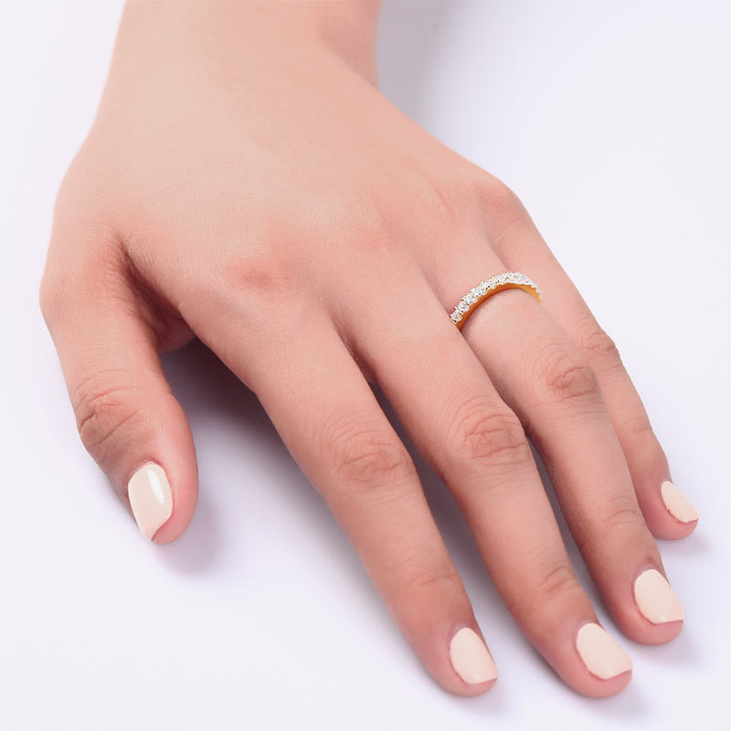 Eternity Ring Simulated Diamond Solid Sterling 925 Silver Rose Gold Plated Wedding Band